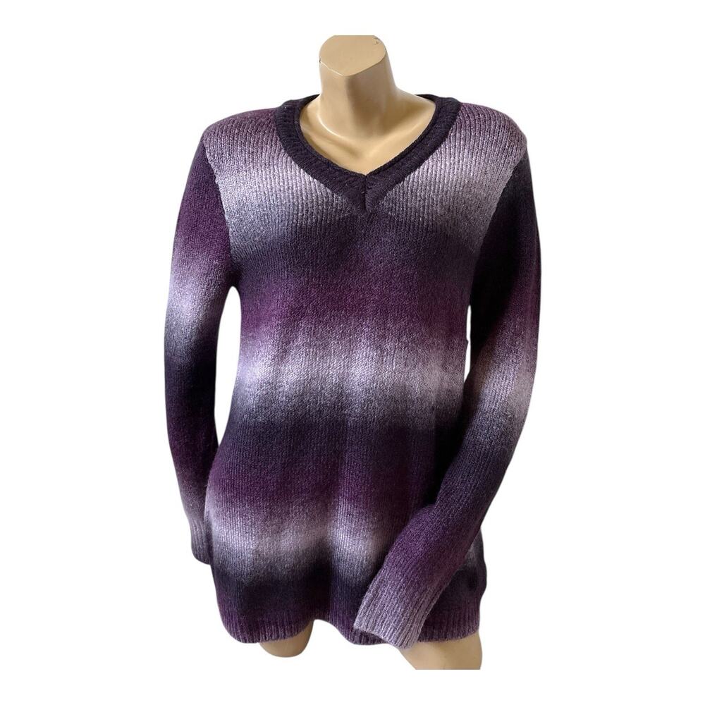 White Stag Sweater Womens XL 16-18 Purple Ombre V Neck Soft Stretch Tunic NWT